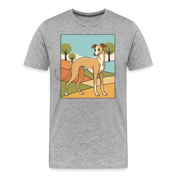 Lévrier italien - T-shirt bio Premium Homme - gris chiné - Devant - Damien (186cm)