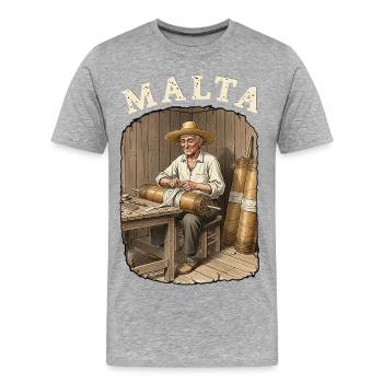 Feux d’artifice pyro de Malte - T-shirt bio Premium Homme - gris chiné - Devant - Damien (186cm)