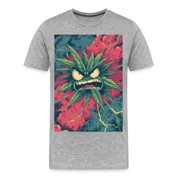Wütendes Hanfblatt-Chaos - Männer Premium Bio T-Shirt - Grau meliert - Vorne - Damien (186cm)