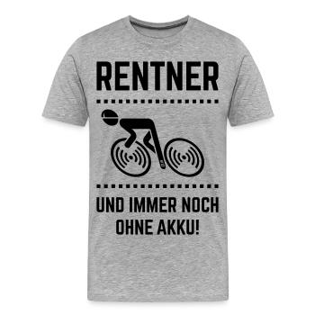 Rentner Und Immer Noch Ohne Akku! (Radfahrer / B) - Männer Premium Bio T-Shirt - Grau meliert - Vorne - Damien (186cm)