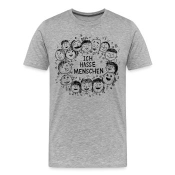 I hate people - Men's Premium Organic T-Shirt - heather grey - Front - Damien (186cm)