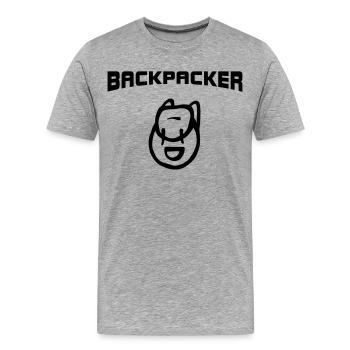 Backpacker Rucksack - Männer Premium Bio T-Shirt - Grau meliert - Vorne - Damien (186cm)
