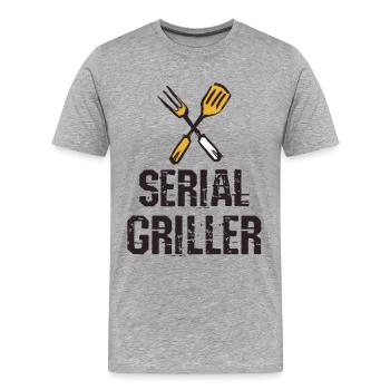 Seriengriller BBQ Grillprofi Grillbesteck - Männer Premium Bio T-Shirt - Grau meliert - Vorne - Damien (186cm)