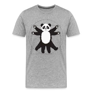 Panda Vinci - Men's Premium Organic T-Shirt - heather grey - Front - Damien (186cm)