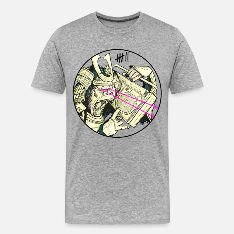 7 Apparel - Gorilla Samurai - Männer Premium Bio T-Shirt - Grau meliert