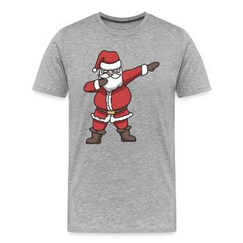 Santa dabbing gift Noël danse - T-shirt bio Premium Homme - gris chiné - Devant - Damien (186cm)