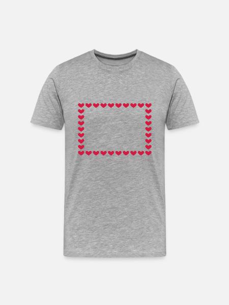 Cadre rectangulaire boîte coeur personnalisable rouge - T-shirt bio Premium Homme - gris chiné