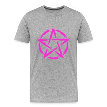 Symbole du pentagramme violet - T-shirt bio Premium Homme - gris chiné - Devant - Damien (186cm)