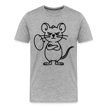 Maus mit Sprechblase zum Personalisieren - Männer Premium Bio T-Shirt - Grau meliert - Vorne - Damien (186cm)