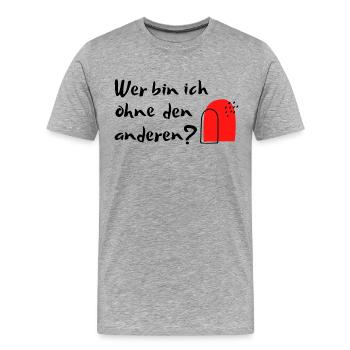 Koan: Wer bin ich ohne den anderen? - Männer Premium Bio T-Shirt - Grau meliert - Vorne - Damien (186cm)