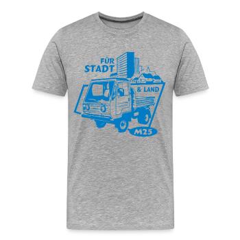 Multicar M25 - Männer Premium Bio T-Shirt - Grau meliert - Vorne - Damien (186cm)