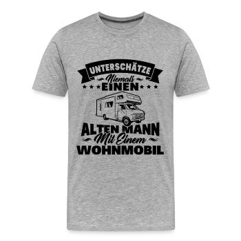 alten mann mit einem Wohnmobil - Männer Premium Bio T-Shirt - Grau meliert - Vorne - Damien (186cm)
