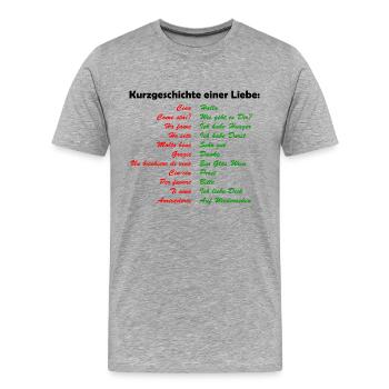 Kurzgeschichte einer Liebe - Männer Premium Bio T-Shirt - Grau meliert - Vorne - Damien (186cm)