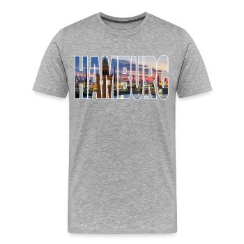 Hamburg - Männer Premium Bio T-Shirt - Grau meliert - Vorne - Damien (186cm)