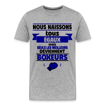 Seuls les meilleurs deviennent boxeurs,boxe - T-shirt bio Premium Homme - gris chiné - Devant - Damien (186cm)