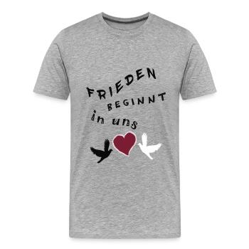 Frieden beginnt in uns - Männer Premium Bio T-Shirt - Grau meliert - Vorne - Damien (186cm)