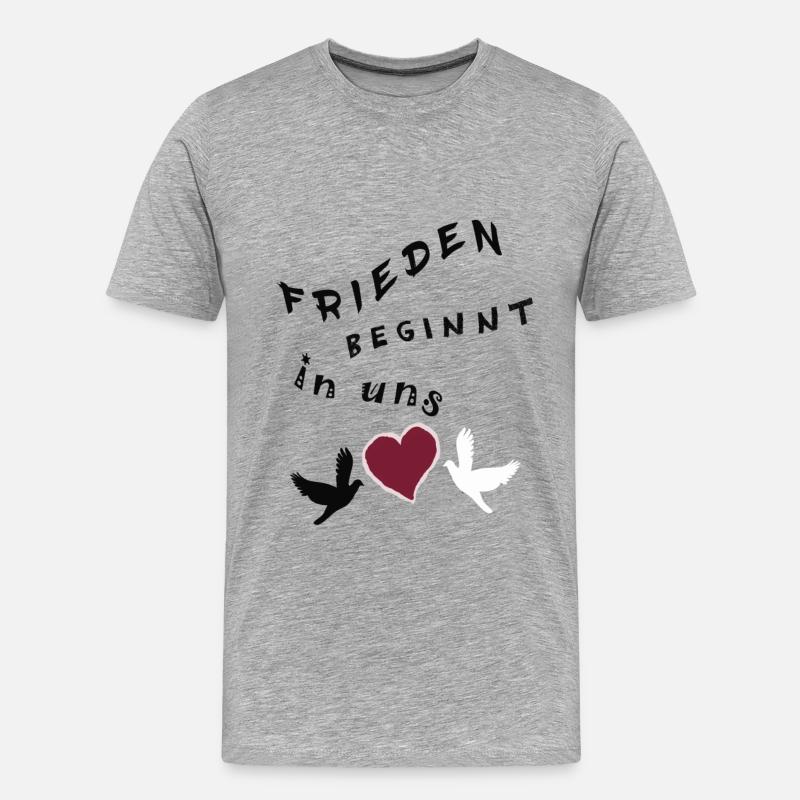 Frieden beginnt in uns - Männer Premium Bio T-Shirt - Grau meliert