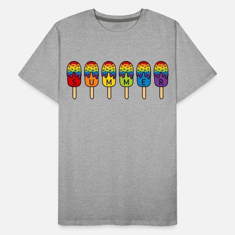 Summer - Regenbogen - Eis essen - Sommer - Eis Männer Premium Bio T-Shirt
