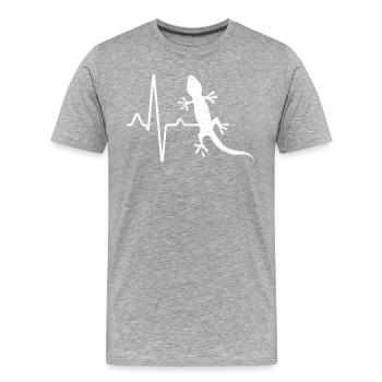 Eidechse Herzschlag - Männer Premium Bio T-Shirt - Grau meliert - Vorne - Damien (186cm)
