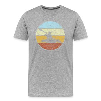 Kanu Retro - Männer Premium Bio T-Shirt - Grau meliert - Vorne - Damien (186cm)