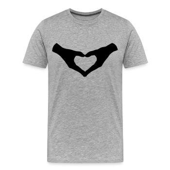 Herz Hände / Hand Heart 2 - Männer Premium Bio T-Shirt - Grau meliert - Vorne - Damien (186cm)