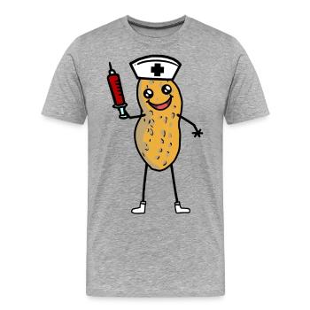 Erdnuss Krankenschwester Berufe Job Pfleger Arzt - Männer Premium Bio T-Shirt - Grau meliert - Vorne - Damien (186cm)