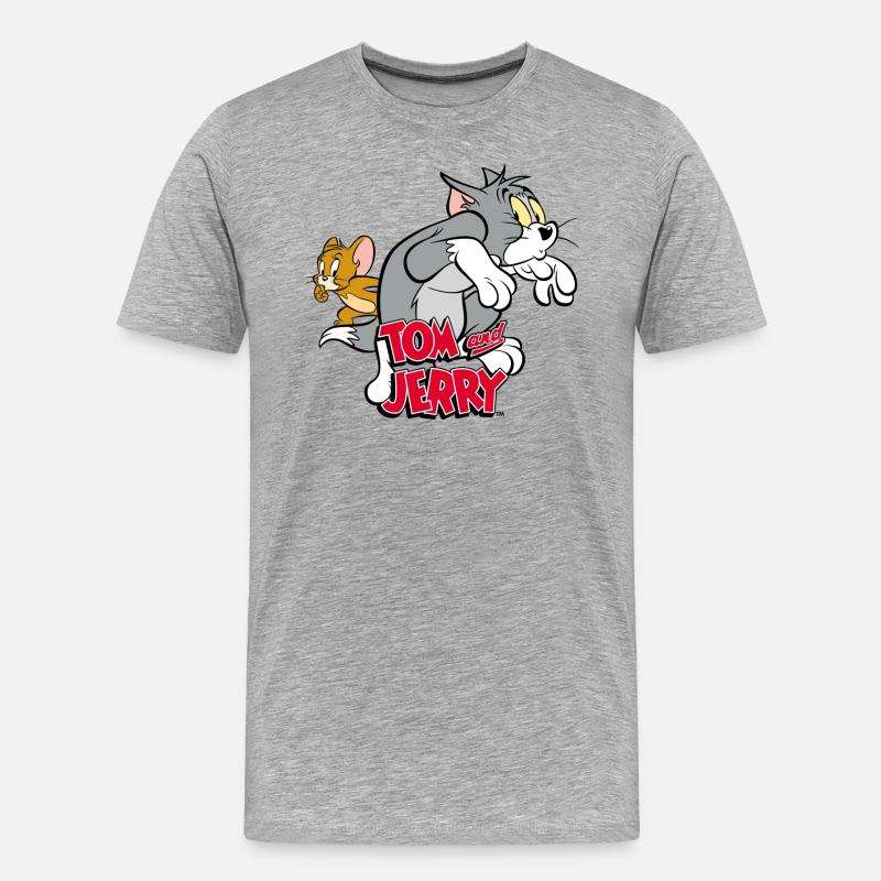 Tom Und Jerry Auf Samtpfoten - Männer Premium Bio T-Shirt - Grau meliert