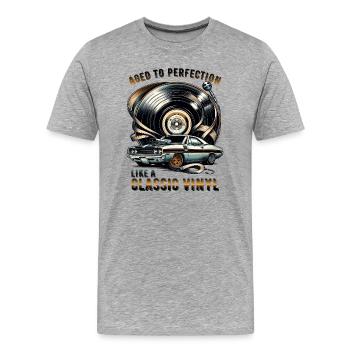 Perfekt Gereift Wie Eine Klassische Schallplatte - Männer Premium Bio T-Shirt - Grau meliert - Vorne - Damien (186cm)