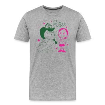 Grisu Der Kleine Drache Mit Feuerlöscher & Stella - Männer Premium Bio T-Shirt - Grau meliert - Vorne - Damien (186cm)