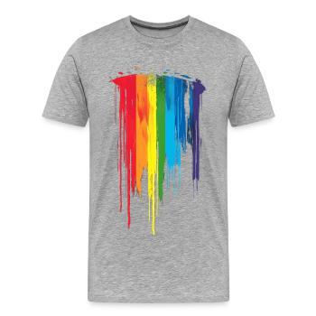 Subtil et cool Dripping Pride drapeau arc en ciel Design - T-shirt bio Premium Homme - gris chiné - Devant - Damien (186cm)