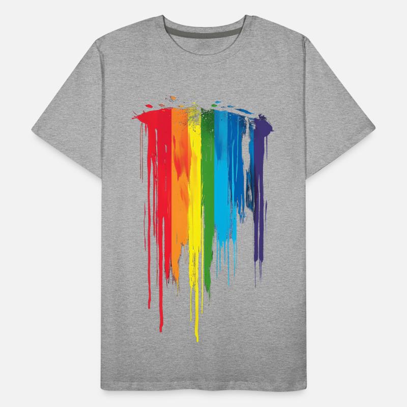 Subtil et cool Dripping Pride drapeau arc en ciel Design T-shirt bio Premium Homme