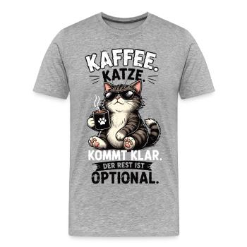 Kaffee Katze Der Rest Ist Optional Lustiger Spruch - Männer Premium Bio T-Shirt - Grau meliert - Vorne - Damien (186cm)