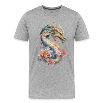Chinesischer Drache - Männer Premium Bio T-Shirt - Grau meliert - Vorne - Damien (186cm)