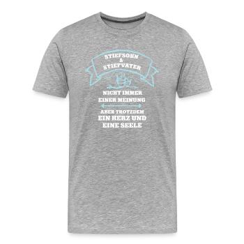 Team Stiefsohn Stiefvater Vater Sohn Partnerlook - Männer Premium Bio T-Shirt - Grau meliert - Vorne - Damien (186cm)