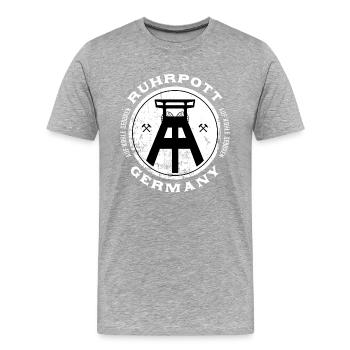Ruhrpott Germany Logo - Männer Premium Bio T-Shirt - Grau meliert - Vorne - Damien (186cm)