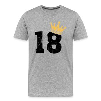 18 Krone 18. Geburtstag 18 Jahre - Männer Premium Bio T-Shirt - Grau meliert - Vorne - Damien (186cm)
