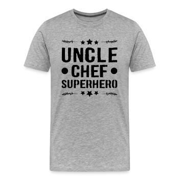 Oncle Super-héros - T-shirt bio Premium Homme - gris chiné - Devant - Damien (186cm)