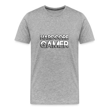 HARDCORE GAMER - Gaming - Männer Premium Bio T-Shirt - Grau meliert - Vorne - Damien (186cm)