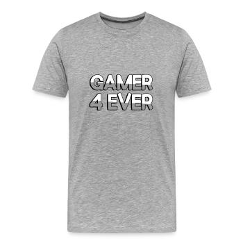 GAMER 4 EVER - Gaming - Männer Premium Bio T-Shirt - Grau meliert - Vorne - Damien (186cm)
