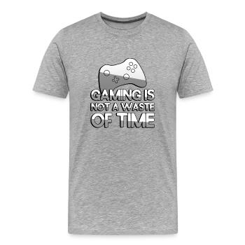 LE JEU N’EST PAS UNE PERTE DE TEMPS + Jeu de contrôleur - T-shirt bio Premium Homme - gris chiné - Devant - Damien (186cm)