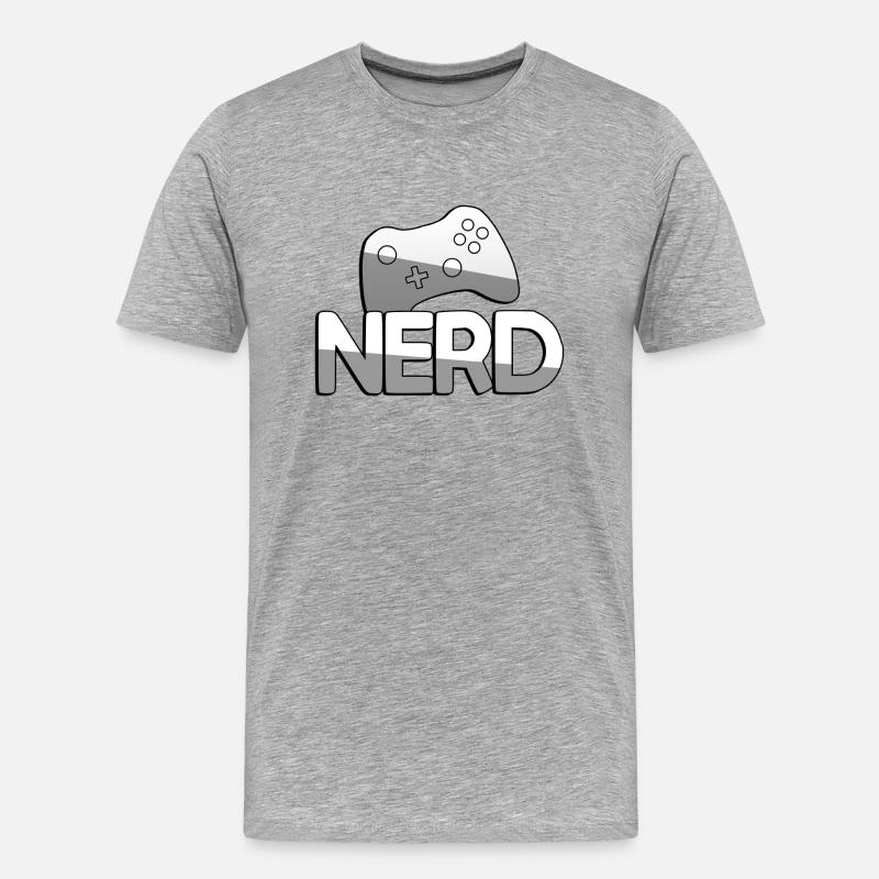 NERD + Controller - Gaming - Männer Premium Bio T-Shirt - Grau meliert