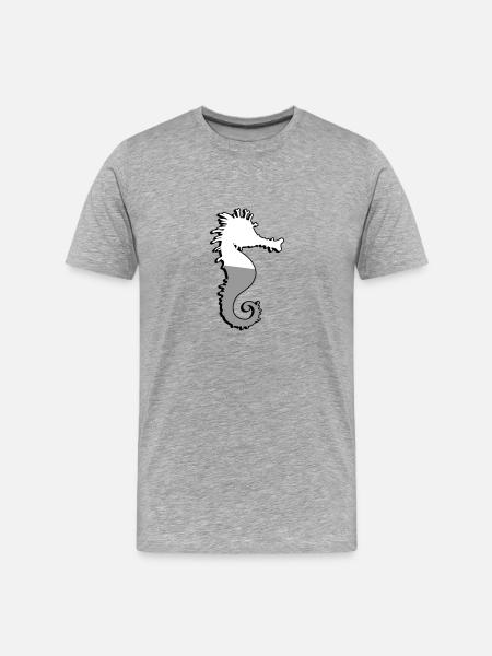 Seepferdchen - Illustration - Männer Premium Bio T-Shirt - Grau meliert