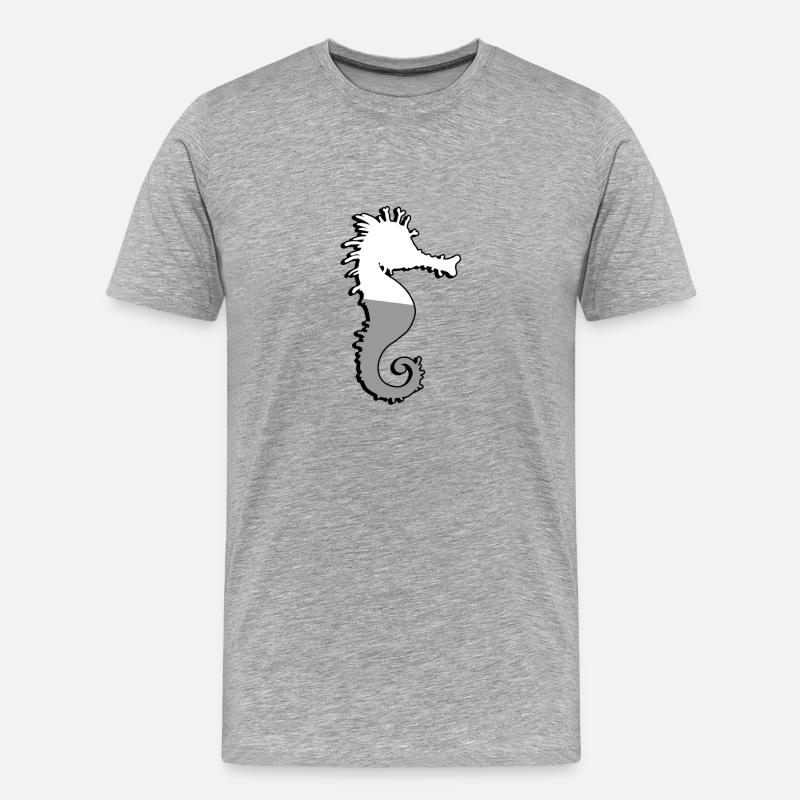 Seepferdchen - Illustration - Männer Premium Bio T-Shirt - Grau meliert