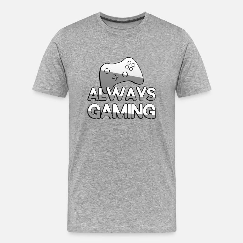 ALWAYS GAMING + Controller - Gaming - Männer Premium Bio T-Shirt - Grau meliert