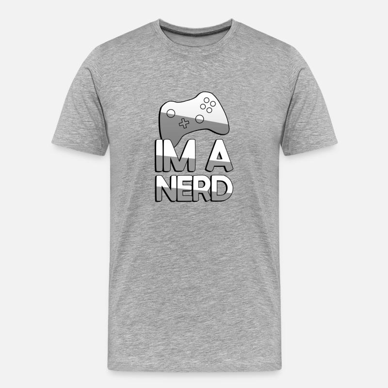 IM A NERD + Controller - Gaming - Männer Premium Bio T-Shirt - Grau meliert