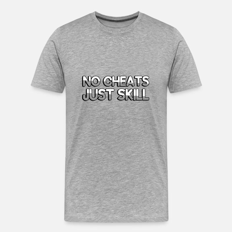 NO CHEATS JUST SKILL - Gaming - Männer Premium Bio T-Shirt - Grau meliert