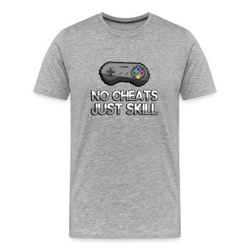 PAS DE TRICHE JUSTE COMPÉTENCE + Contrôleur SNES - Jeux - T-shirt bio Premium Homme - gris chiné - Devant - Damien (186cm)