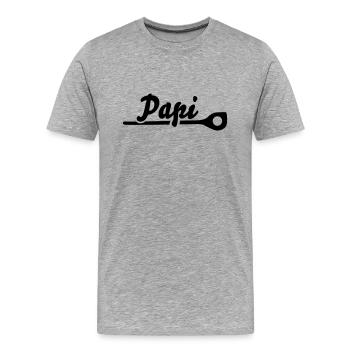 Papi - Männer Premium Bio T-Shirt - Grau meliert - Vorne - Damien (186cm)