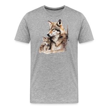 She-wolf with a child - watercolor painting - Men's Premium Organic T-Shirt - heather grey - Front - Damien (186cm)