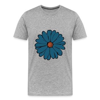 Blume dunkelblau blaue Blume Blumen blau - Männer Premium Bio T-Shirt - Grau meliert - Vorne - Damien (186cm)
